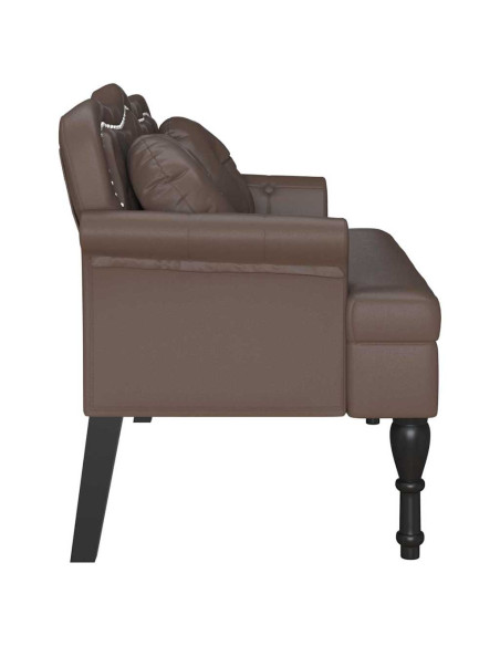 Panca Chesterfield Marrone 120,5 x 65 x 75 cm Pelle Sintetica