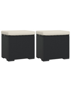 Ottomane con Cuscini 2pz Nero 40x30x40 cm in Polyrattan 2
