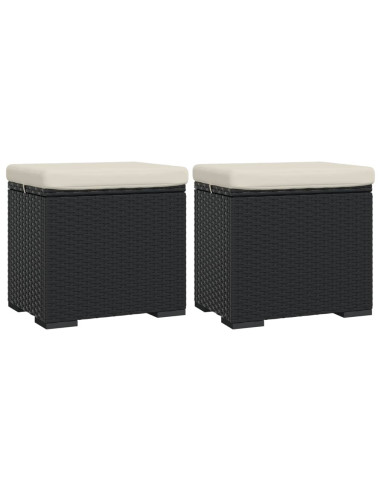 Ottomane con Cuscini 2pz Nero 40x30x40 cm in Polyrattan