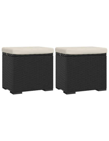 Ottomane con Cuscini 2pz Nero 40x30x40 cm in Polyrattan