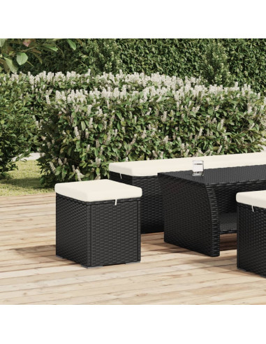 Ottomane con Cuscini 2pz Nero 40x30x40 cm in Polyrattan