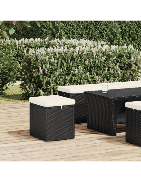 Ottomane con Cuscini 2pz Nero 40x30x40 cm in Polyrattan