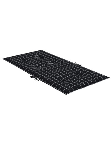 Cuscini Sedia Schienale Basso 6 pz Motivo a Quadri Nero Tessuto