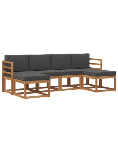Set di divani da esterno con cuscino 6 pcs Naturale e Antracite 2