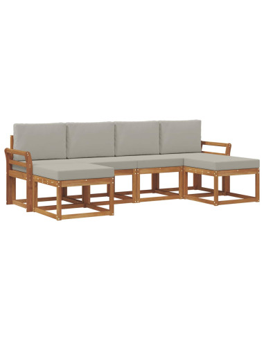 Set di divani da esterno 6 pcs Grigio Naturale e Chiaro