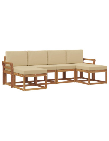 Set di divani da esterno con cuscino 6 pcs Naturale e Beige
