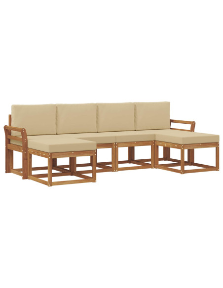 Set di divani da esterno con cuscino 6 pcs Naturale e Beige