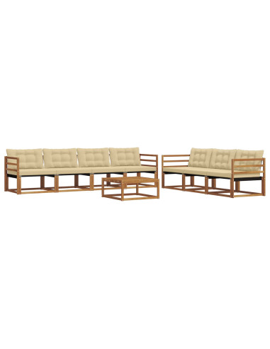 Set di divani da esterno con cuscino 8 pcs Naturale e Beige