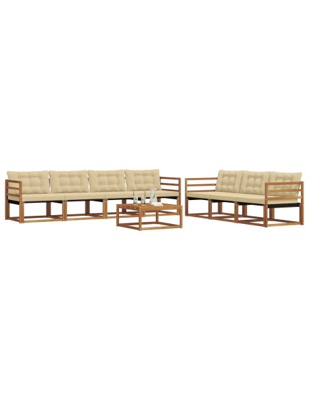 Set di divani da esterno con cuscino 8 pcs Naturale e Beige