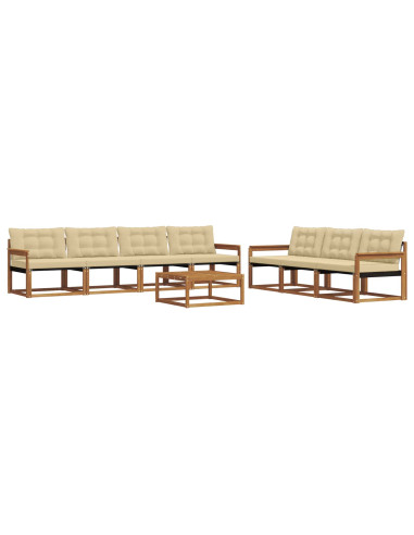Set di divani da esterno con cuscino 8 pcs Naturale e Beige