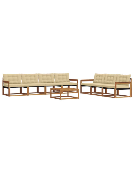 Set di divani da esterno con cuscino 8 pcs Naturale e Beige