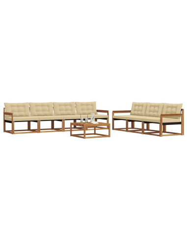 Set di divani da esterno con cuscino 8 pcs Naturale e Beige