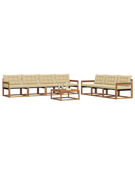 Set di divani da esterno con cuscino 8 pcs Naturale e Beige