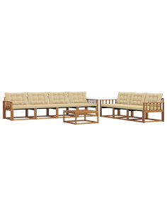 Set di divani da esterno con cuscino 8 pcs Naturale e Beige 2