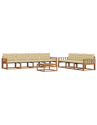 Set di divani da esterno con cuscino 8 pcs Naturale e Beige