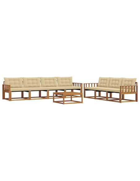 Set di divani da esterno con cuscino 8 pcs Naturale e Beige