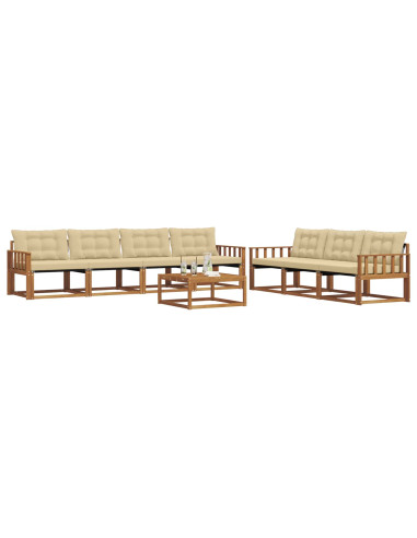 Set di divani da esterno con cuscino 8 pcs Naturale e Beige