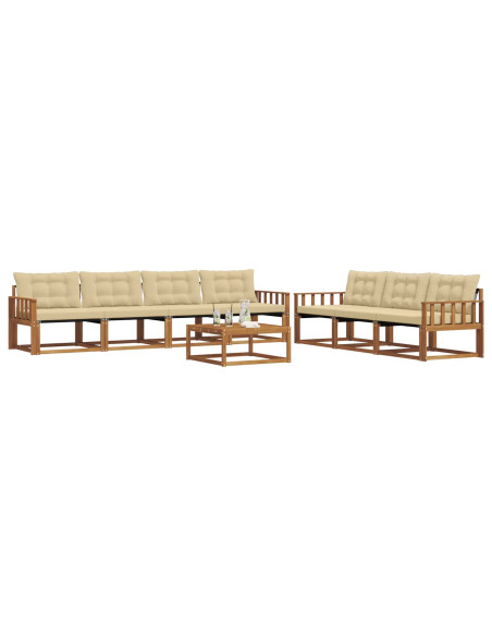 Set di divani da esterno con cuscino 8 pcs Naturale e Beige