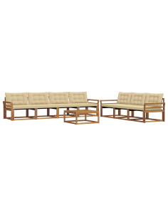 Set di divani da esterno con cuscino 8 pcs Naturale e Beige 2