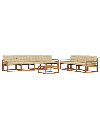 Set di divani da esterno con cuscino 8 pcs Naturale e Beige