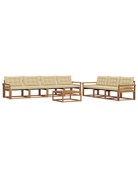 Set di divani da esterno con cuscino 8 pcs Naturale e Beige