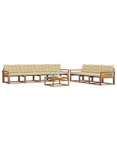 Set di divani da esterno con cuscino 8 pcs Naturale e Beige