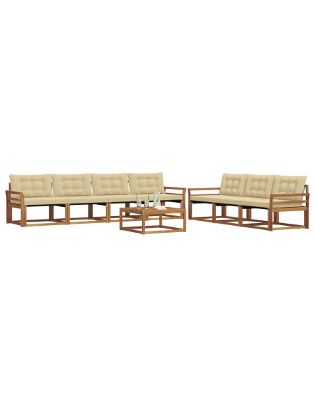Set di divani da esterno con cuscino 8 pcs Naturale e Beige