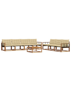 Set di divani da esterno con cuscino 8 pcs Naturale e Beige 2