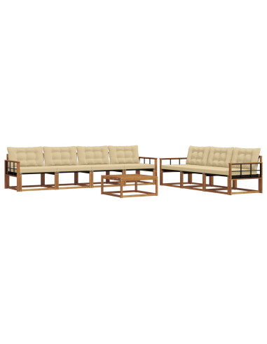 Set di divani da esterno con cuscino 8 pcs Naturale e Beige