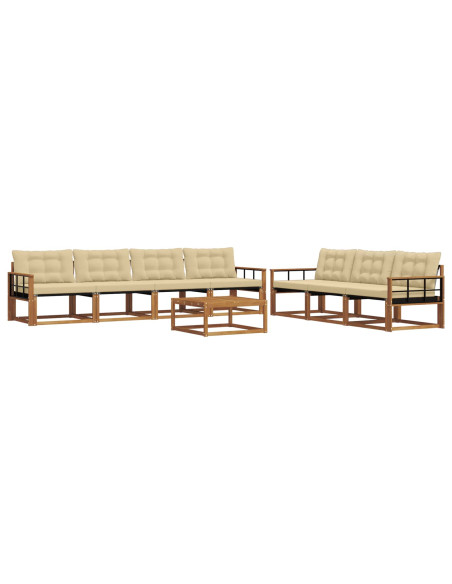 Set di divani da esterno con cuscino 8 pcs Naturale e Beige