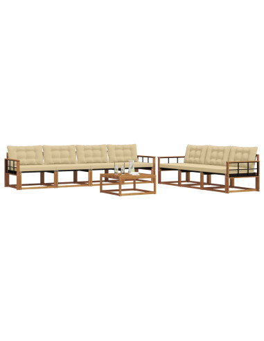 Set di divani da esterno con cuscino 8 pcs Naturale e Beige