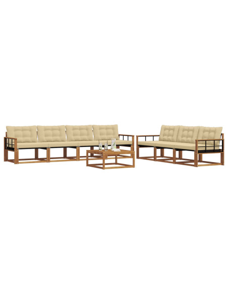 Set di divani da esterno con cuscino 8 pcs Naturale e Beige