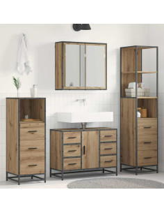 Set di mobili per il bagno con porta 3 pcs rovere artigianale 2