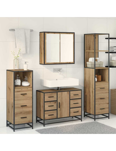Set di mobili per il bagno con porta 3 pcs rovere artigianale