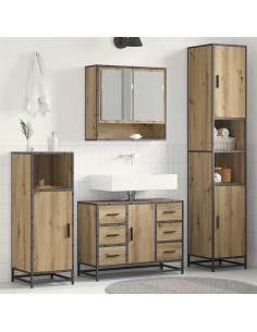 Set di mobili per il bagno con porta 3 pcs rovere artigianale 2