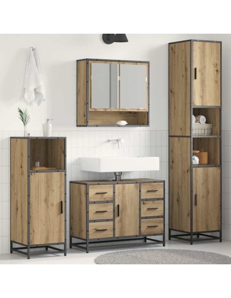 Set di mobili per il bagno con porta 3 pcs rovere artigianale