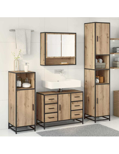 Set di mobili per il bagno con porta 3 pcs rovere artigianale