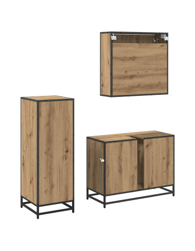 Set di mobili per il bagno con porta 3 pcs rovere artigianale