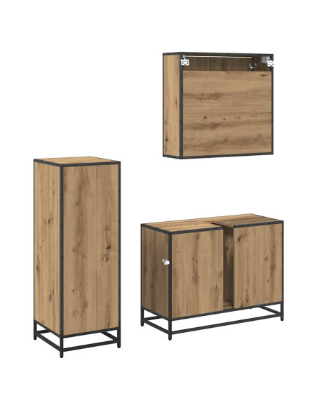 Set di mobili per il bagno con porta 3 pcs rovere artigianale
