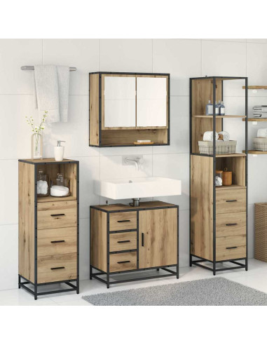 Set di mobili per il bagno con porta 4 pcs rovere artigianale