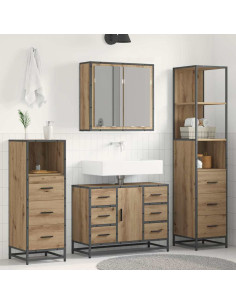 Set di mobili per il bagno con porta 4 pcs rovere artigianale 2