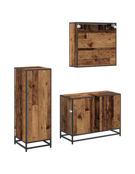 Set di mobili per il bagno 3 pcs Legno vecchio 80 x 33 x 60 cm