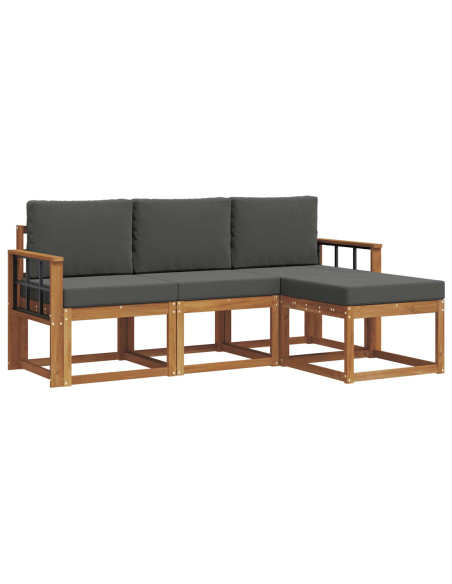 Set di divani da esterno con cuscino 4 pcs Naturale e Antracite