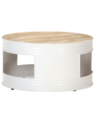 Tavolino da Caffè Bianco 68x68x36 cm in Legno Massello di Mango