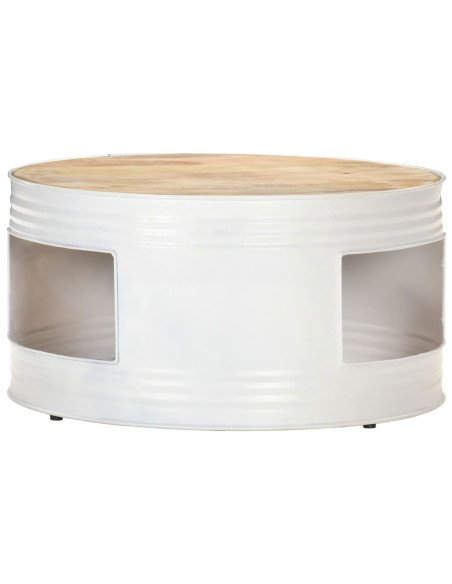 Tavolino da Caffè Bianco 68x68x36 cm in Legno Massello di Mango