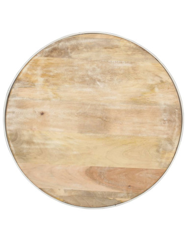 Tavolino da Caffè Bianco 68x68x36 cm in Legno Massello di Mango
