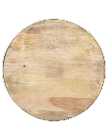 Tavolino da Caffè Bianco 68x68x36 cm in Legno Massello di Mango