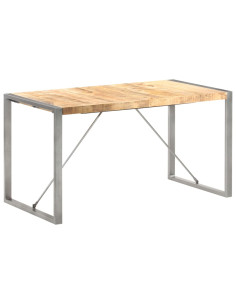 Tavolo da Pranzo 140x70x75 cm in Legno Massello di Mango Grezzo 2