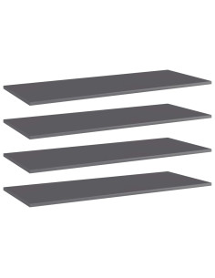 Ripiani per Libreria 4pz Grigio Lucido 100x40x1,5cm Multistrato 2