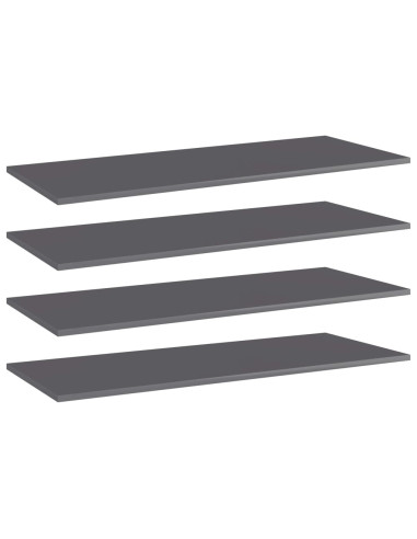 Ripiani per Libreria 4pz Grigio Lucido 100x40x1,5cm Multistrato